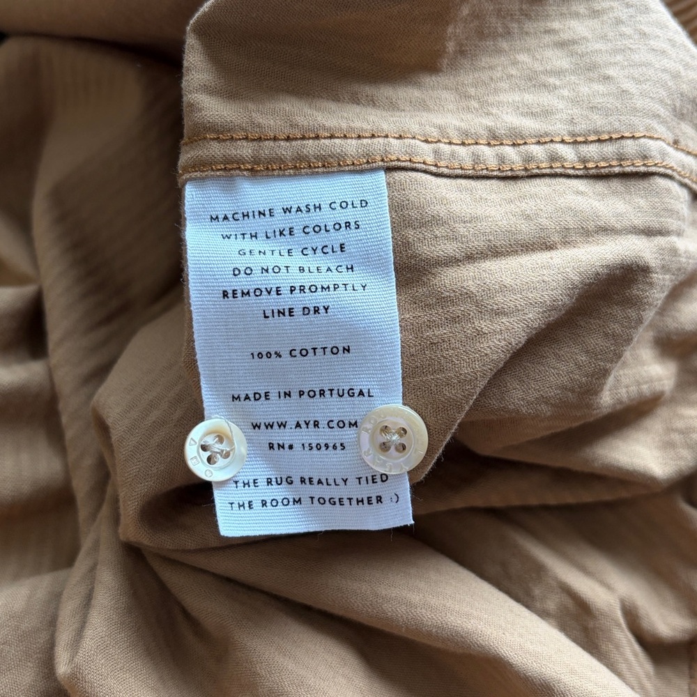 AYR The Deep End Corduroy Button Up Shirt Chipwich Tan Womens Camel Sz XL - Picture 11 of 14